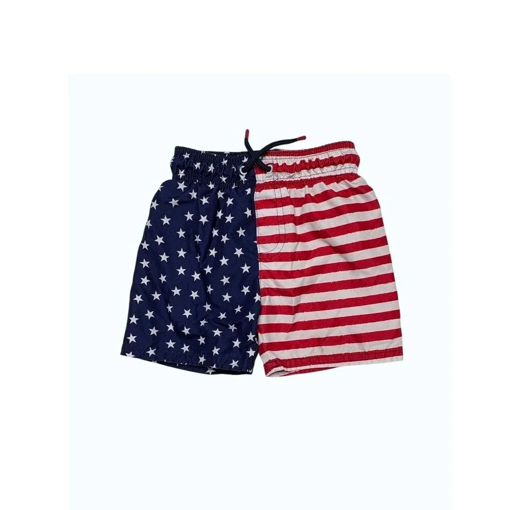 Cat‎ & Jack American Flag Red White Blue Swim Shorts Trunks 2T Toddler Vacation